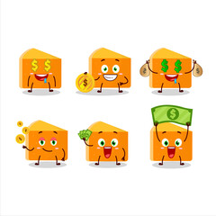 Pumpkin cake cartoon character with cute emoticon bring money