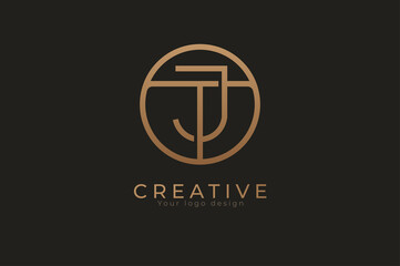 Abstract initial letter J and T logo, usable for branding and business logos, Flat Logo Design Template, vector illustration