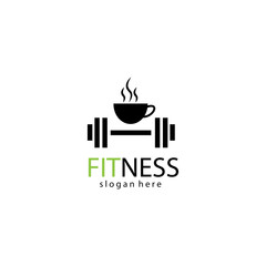 fitness logo creative cofe illustration barbell company template vector design color