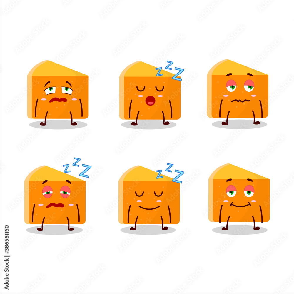 Poster cartoon character of pumpkin cake with sleepy expression