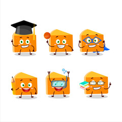 School student of pumpkin cake cartoon character with various expressions