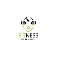 fitness logo creative illustration barbell company template vector design