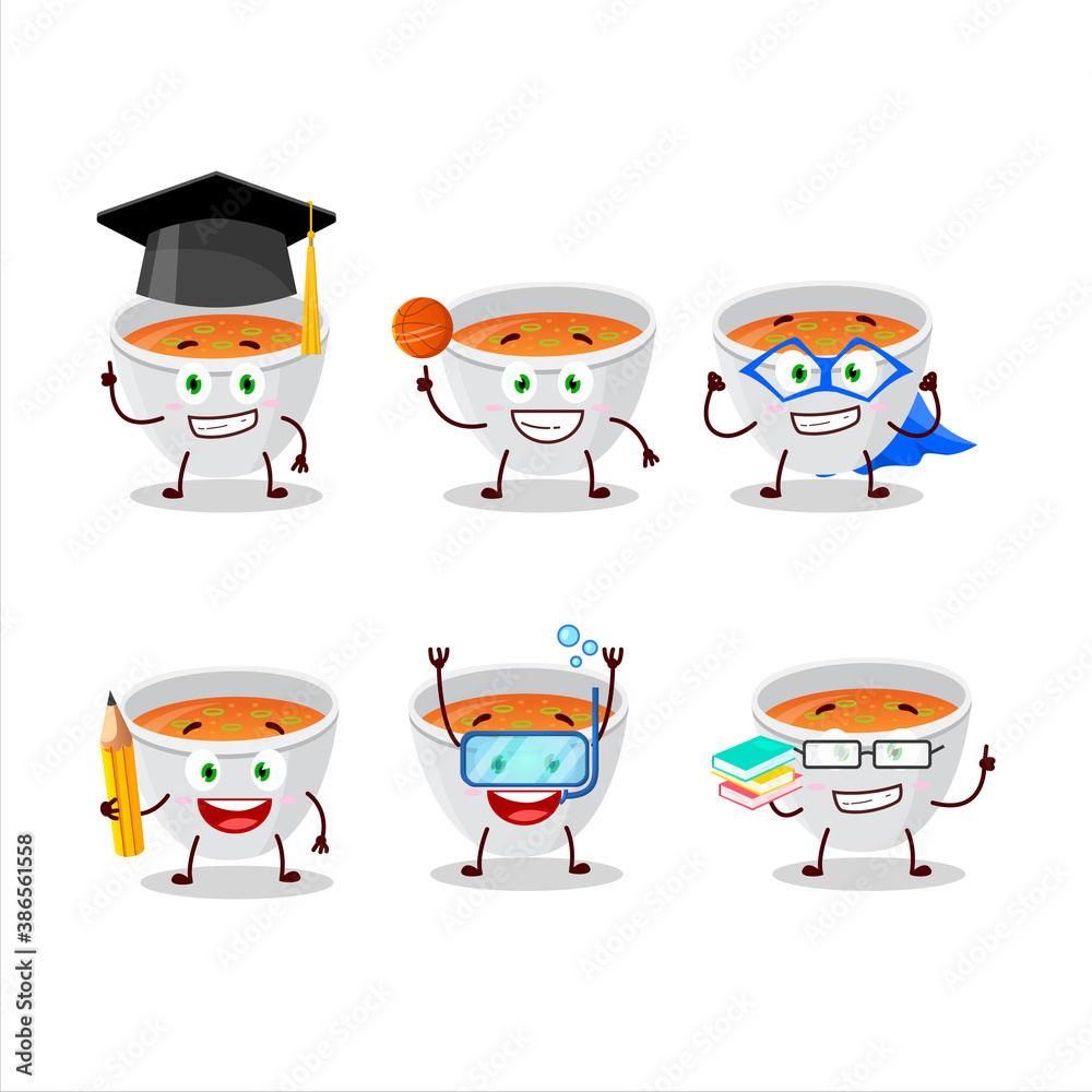 Poster School student of pumpkin cream soup cartoon character with various expressions