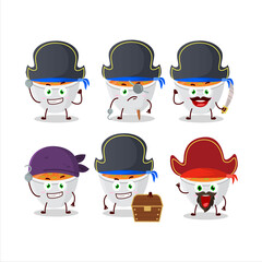 Cartoon character of pumpkin cream soup with various pirates emoticons