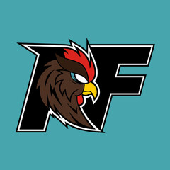Letter R + F Rooster Logo