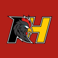 Letter R + H Rooster Logo