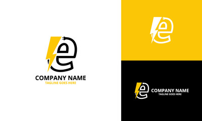 Flash initial letter e Logo Icon Template. Illustration vector graphic. Design concept Electrical Bolt With letter  symbol. Perfect for corporate, technology, initial , more technology brand identity