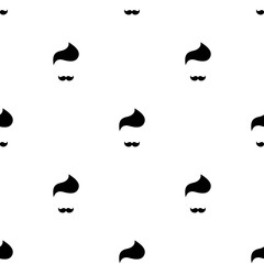 Fototapeta premium Seamless pattern with gentleman on white background. Silhouette of man's head with moustache and stylish hair.