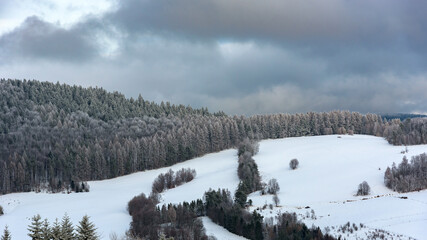 Winter landscape of Beski Sadecki mountain range