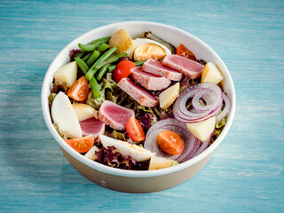 High resolution salad with tuna, tomato, egg, salad