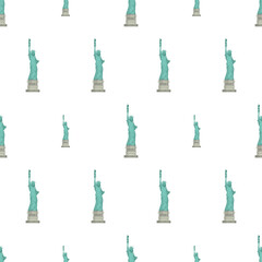 Seamless pattern with statue of liberty. Endless background. Good for postcards, prints, wrapping paper and backgrounds. Vector.