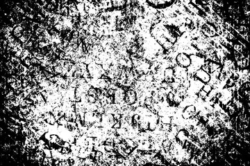 Grunge black and white. Abstract monochrome texture. Pattern of cracks, scratches, chips, dust, dirt. Old worn surface. Black and white vector background