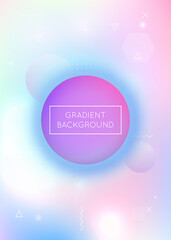 Dynamic shape background with liquid fluid. Holographic bauhaus gradient with memphis elements.