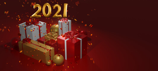 Christmas gift giving concept. happy new year, 3d rendering