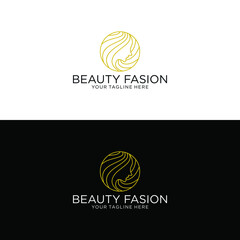 Beauty Hairdresser salon Woman Logo design vector template circle shape. SPA, Fashion, Makeup, Hairdressing girl Logotype concept icon linear style.