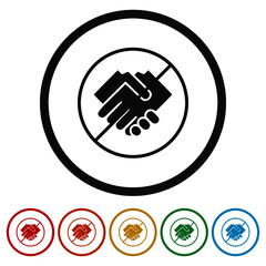 No handshake sign ring icon, color set