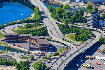 View at grade separation roads in Bergen,  Norway
