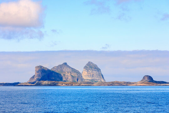 Sanna island with the famous traenstaven at the Norwegian coast