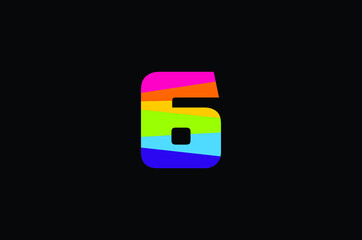 Rainbow Color Number Six vector background 