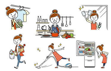 人物セット：主婦、家事、ライフスタイル  © ケイーゴ・K