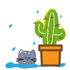 cute cactus cartoon on white background. Vector