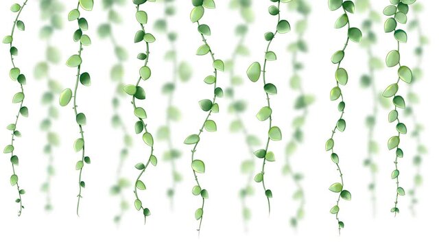 Decorative motion graphic of creeper plants Dischidia nummularia. Loop animation background.