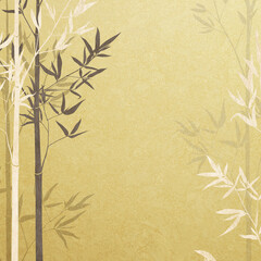 Asian-style golden background with bamboo bush