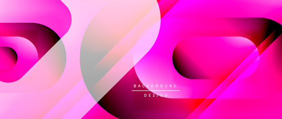Vector geometric abstract background with lines and modern forms. Fluid gradient with abstract round shapes and shadow and light effects