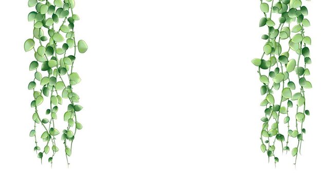 Decorative motion graphic of creeper plants Dischidia nummularia. Loop animation background.