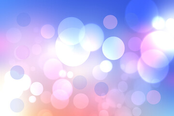 Obraz premium Abstract blurred vivid spring summer light delicate gradient pastel pink blue bokeh background texture with bright soft color circles and glowing bokeh lights. Beautiful backdrop illustration.