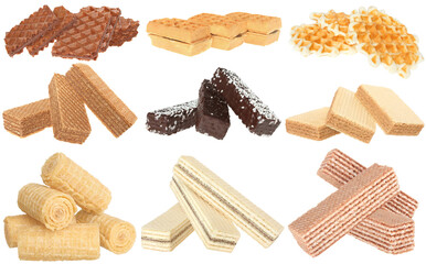 Chocolate wafers set isolated
