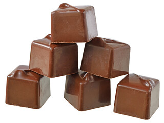 Cubes of chocolate candy isolated