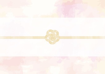 桃の水彩テクスチャー　のし