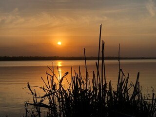 sunset over the river