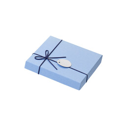 Blue gift box paper lids floating on white