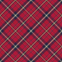 Tartan plaid pattern in red. Print fabric texture seamless. Check vector background.