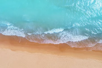 Foto op Aluminium Luchtfoto strand Zeegezicht, zandstrand, zand en water, bovenaanzicht, abstracte natuur landschap achtergrond