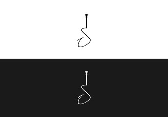 Creative  Letter S And Guitar Combination Mark  Logo Design.