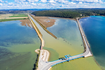 The mouth of a river Mirna into the Adriatic Sea, Antenal, Istria, Croatia