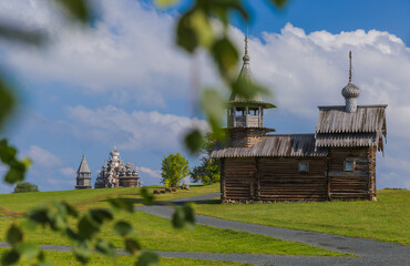 Famous wooden buildings on the island Kizhi Russia