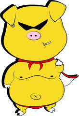 Gangster Pig With Middle Finger