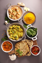 assorted of indian dish- top view