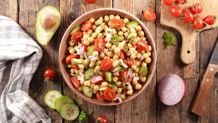 chickpea with tomato, avocado and cucumber