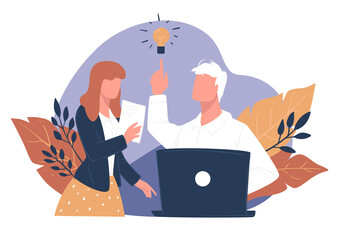 Business idea at work, brainstorming team in office