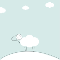 Sheep cartoon animal background. Vector illustration