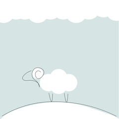 Sheep cartoon animal background. Vector illustration