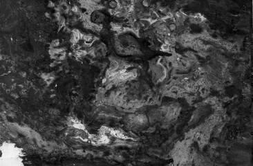 gray black and white gradient, marbling watercolor paint in monotype technique, abstract texture background for your design