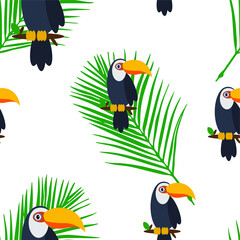 Seamless pattern of parrot on blue background