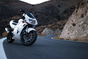 Low angle bike sot on a mountain street