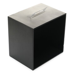 Open and empty black gift box isolated on white background